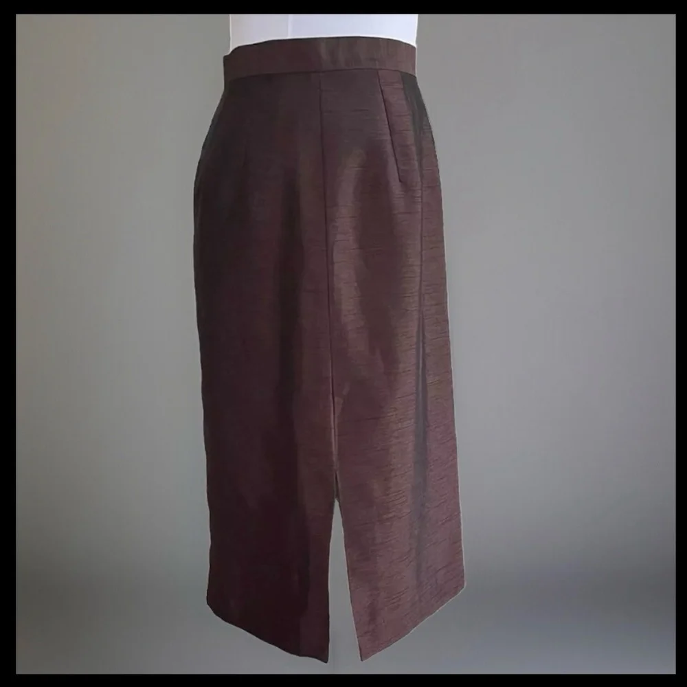 Harve Bernard Brown Satin Pencil Skirt Size 6